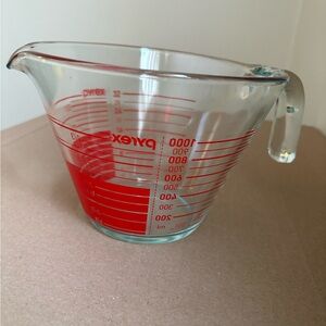 Pyrex Clear Glass Measuring Cup with Red Markings